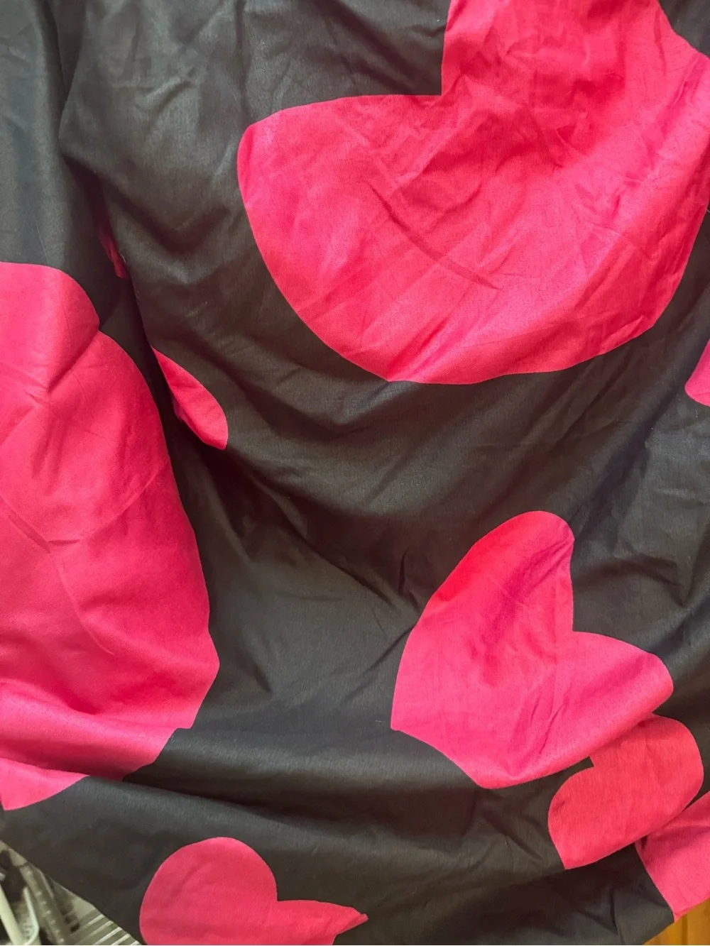 Black Bedding with Bright Pink Heart Print fitted sheet only